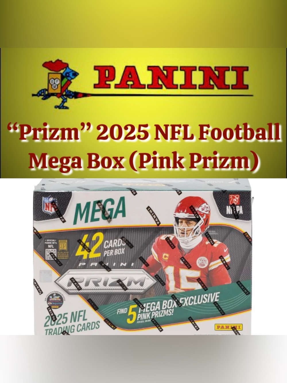 Panini - “Prizm” 2025 NFL Football Mega Box
(Pink Prizm) - NEW